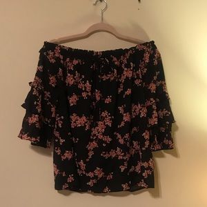 Xhiliration Off-The-Shoulder Floral Blouse